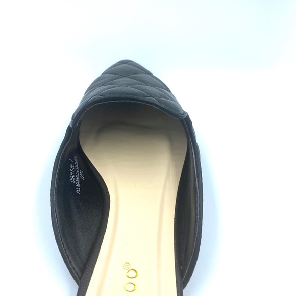 NWT Black Quilted Faux Leather Mules Pointed Toe - Picture 8 of 12